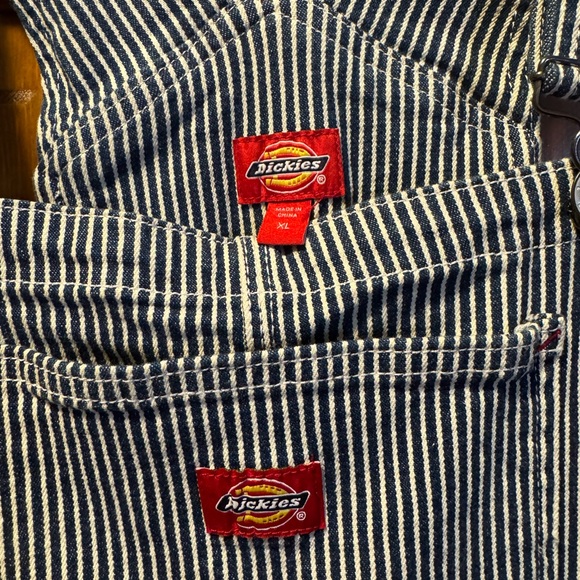 Dickies Women's Hickory Navy/White Striped Overalls Size X-Large - Picture 5 of 8
